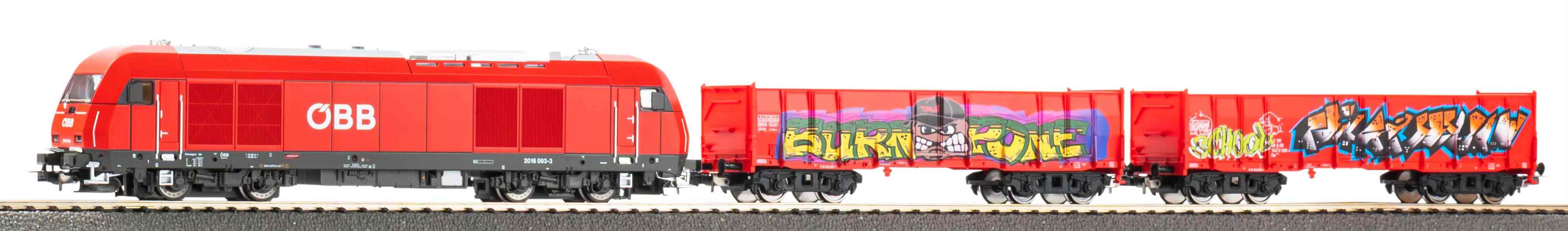 Güterzug-Set Rh 2016 ÖBB, mit Bettung