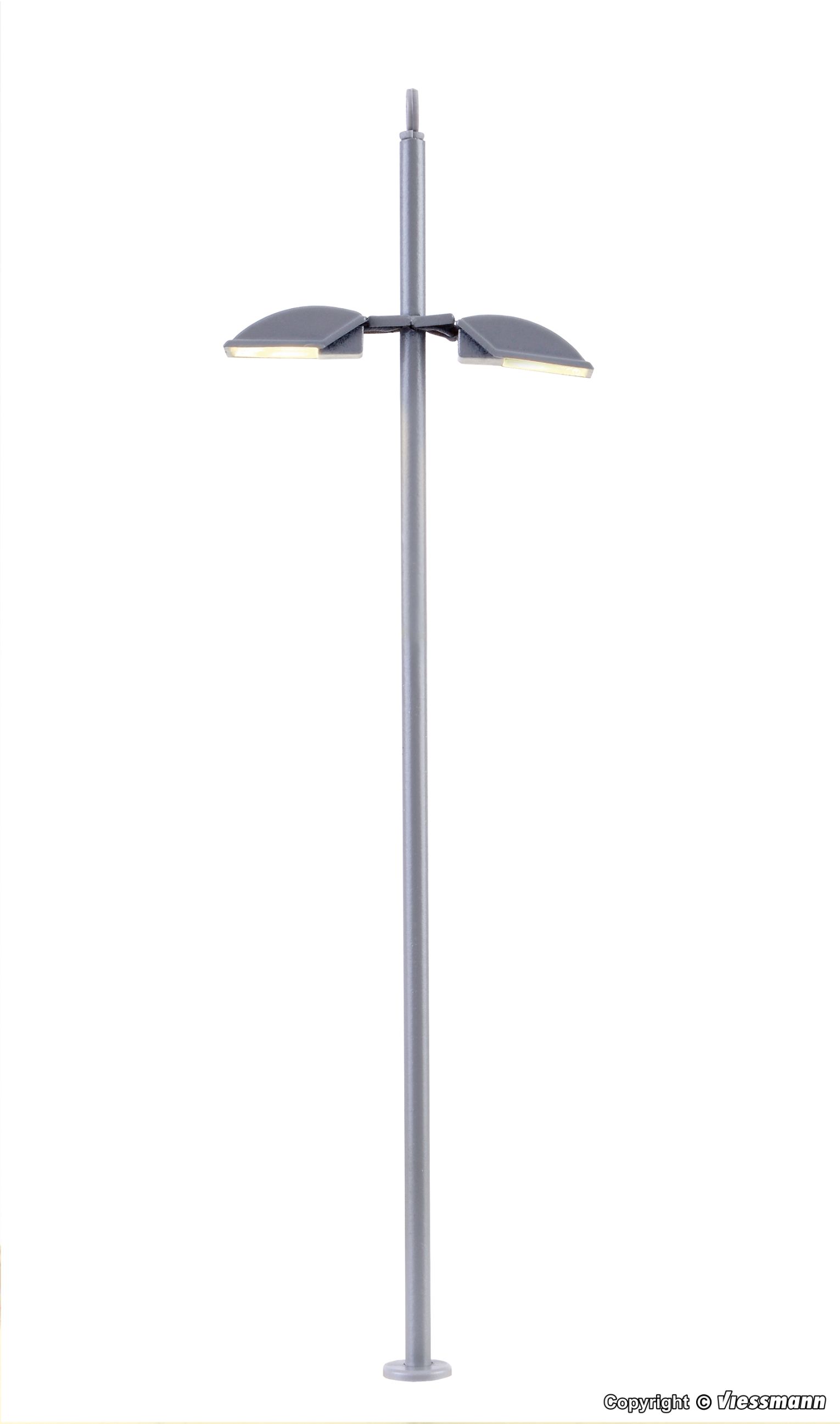 H0-Stadtleuchte modern, doppelt,LED weiß