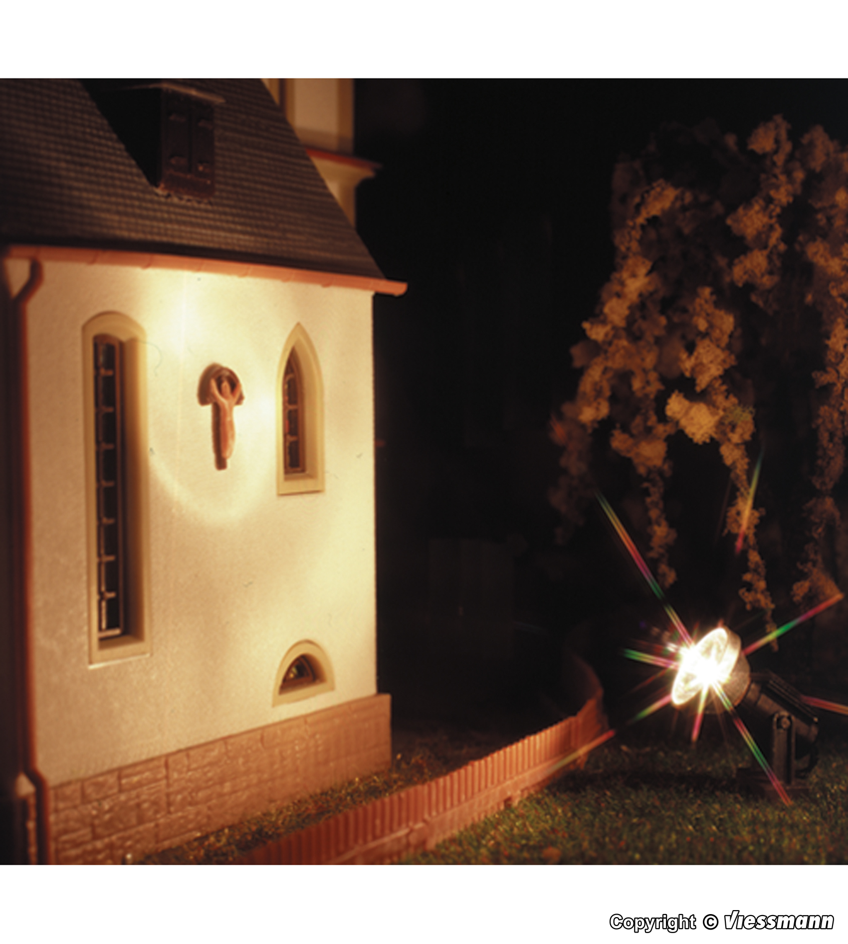H0-Flutlichtstrahler nieder, LED weiß