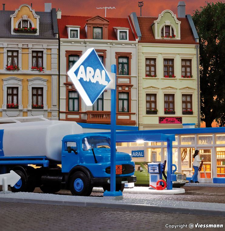 H0-Reklameschild ARAL, LED-Beleuchtung