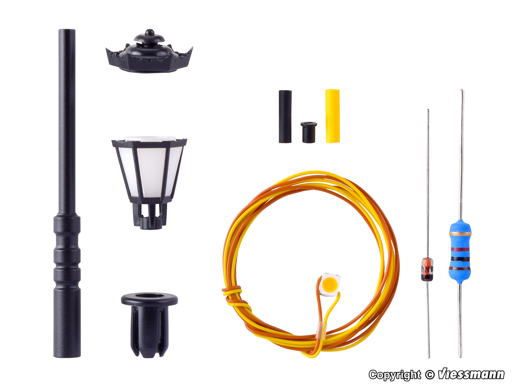 H0-Bausatz Parklaterne, LED warmweiß