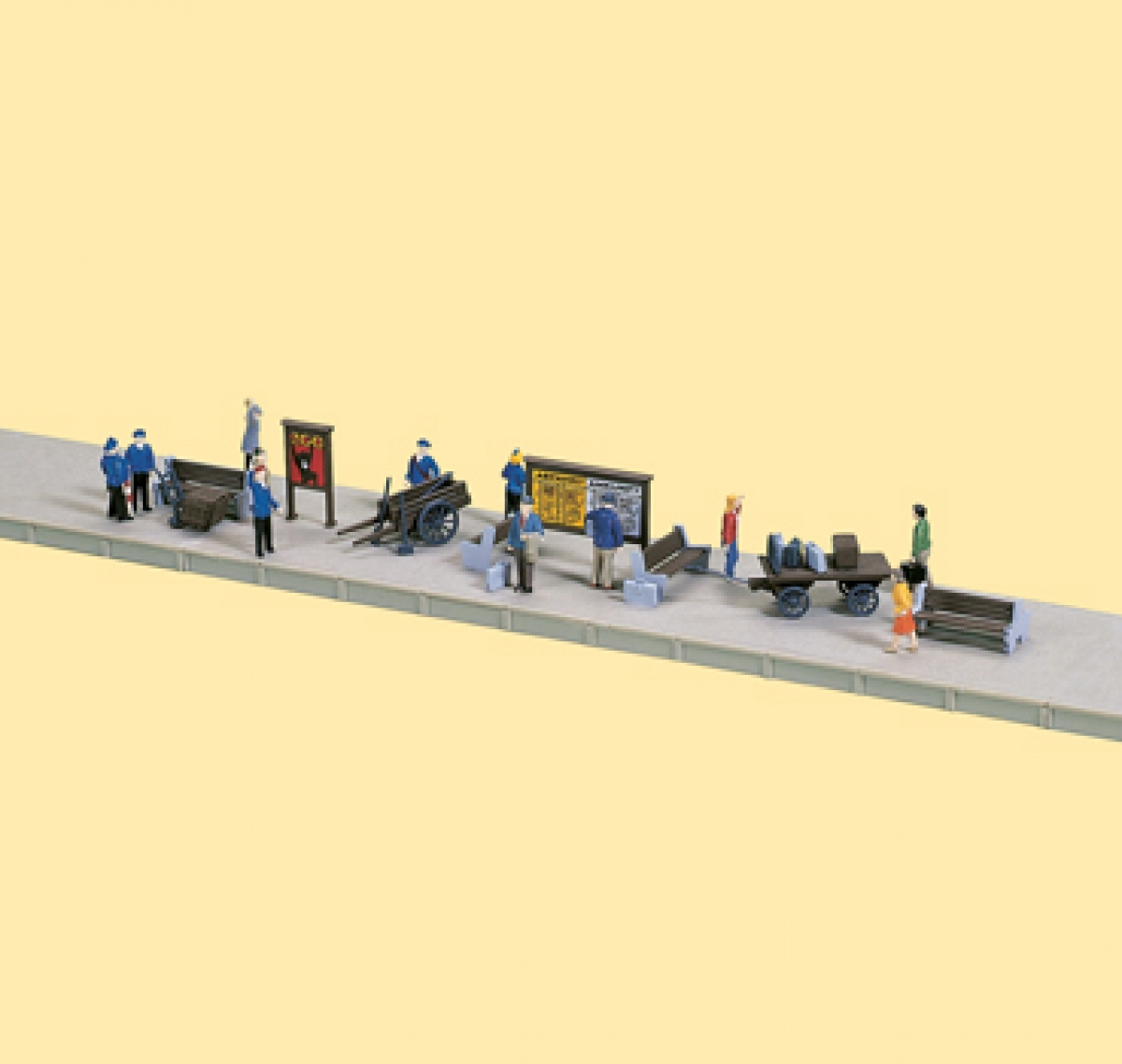 H0-Bahnsteigausstattung mit Figuren