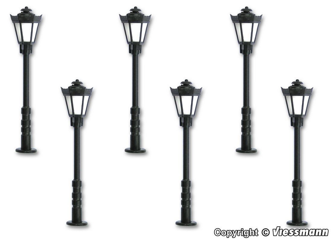 H0-Parklaterne 5+1, LED warmweiß