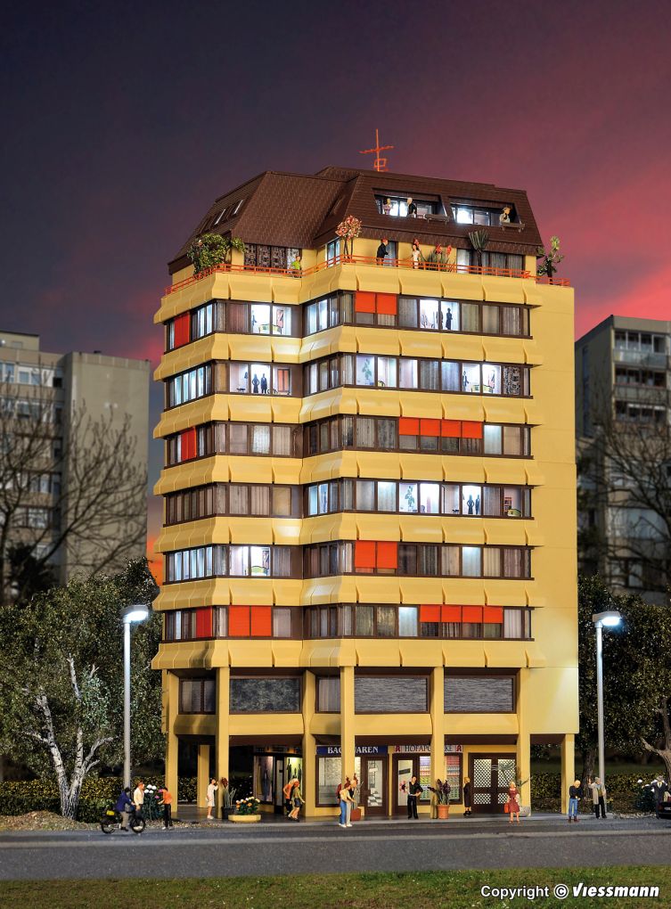 H0-Hochhaus mit LED-Beleuchtung