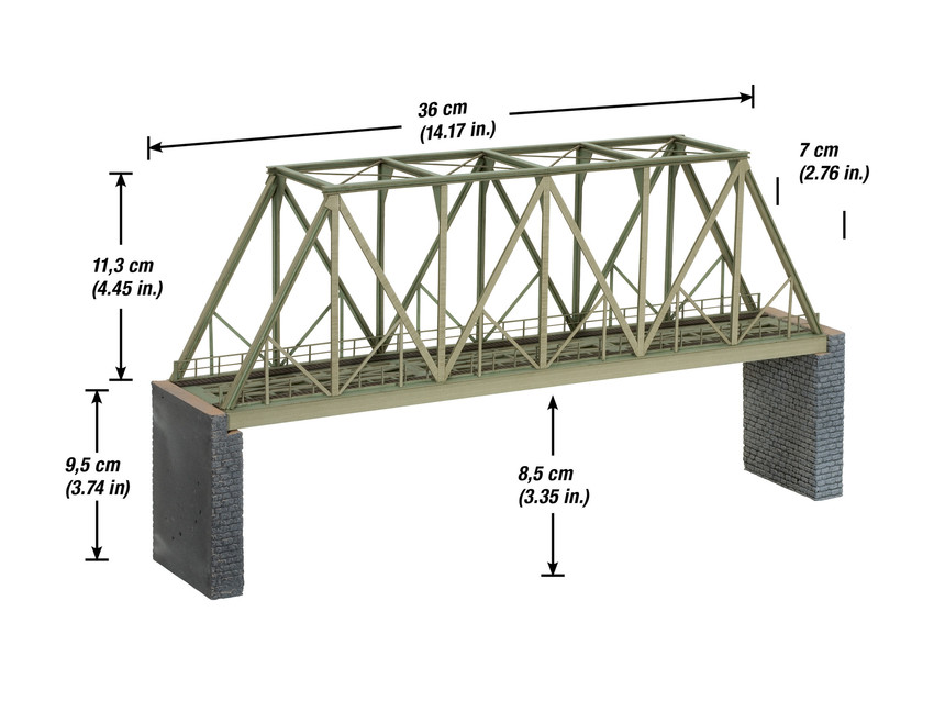 H0-Kastenbrücke,  360 mm lang