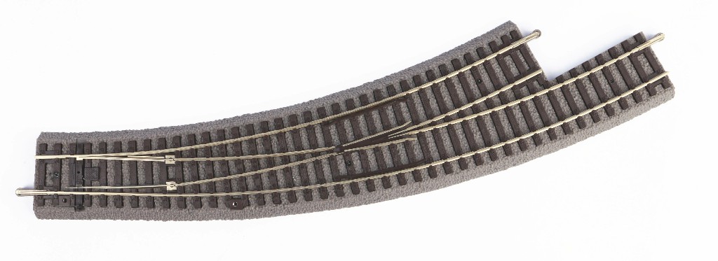 A-Gleis mit Bettung, Bogenweiche, links