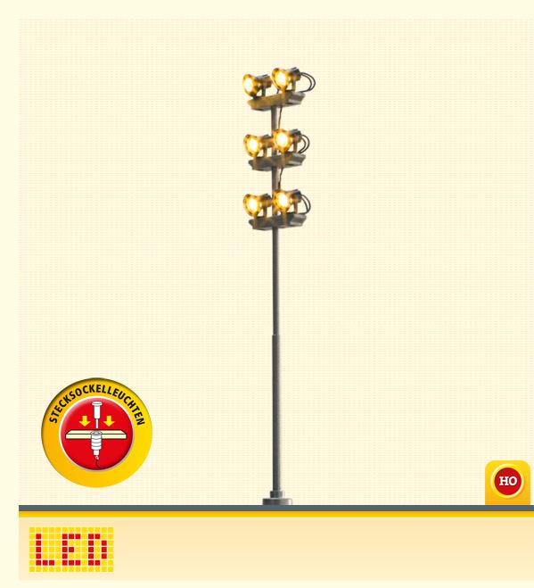 H0-Flutlicht, 6-fach,Stecksockel mit LED