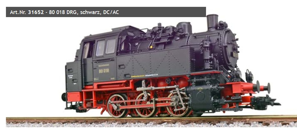 Dampflok, H0, 80 018 DRG, schwarz