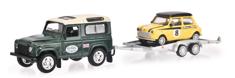 1:64-Land Rover m. Hänger & Mini Cooper