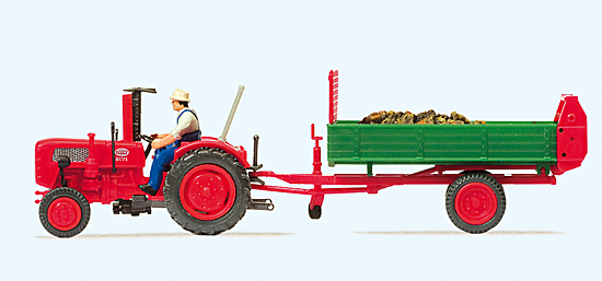 Ackerschlepper Fahr mit Einachs-Hänger