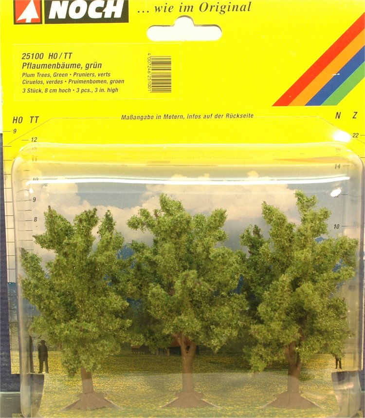 H0/TT-3 Pflaumenbäume, grün, 8 cm hoch