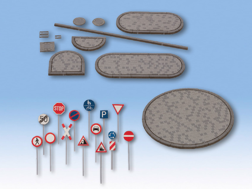 H0-Straßen-Deko-Set