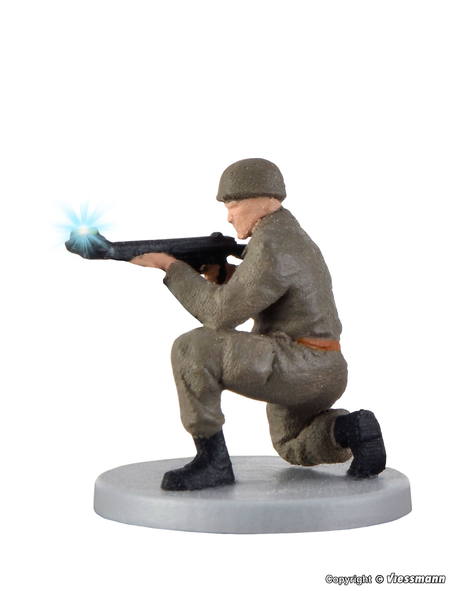 H0-Soldat, kniend mit Mündungsfeuer