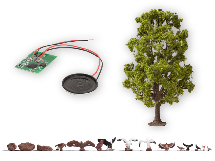 0/H0-Baum mit Vogelzwitschern, 18,5 cm