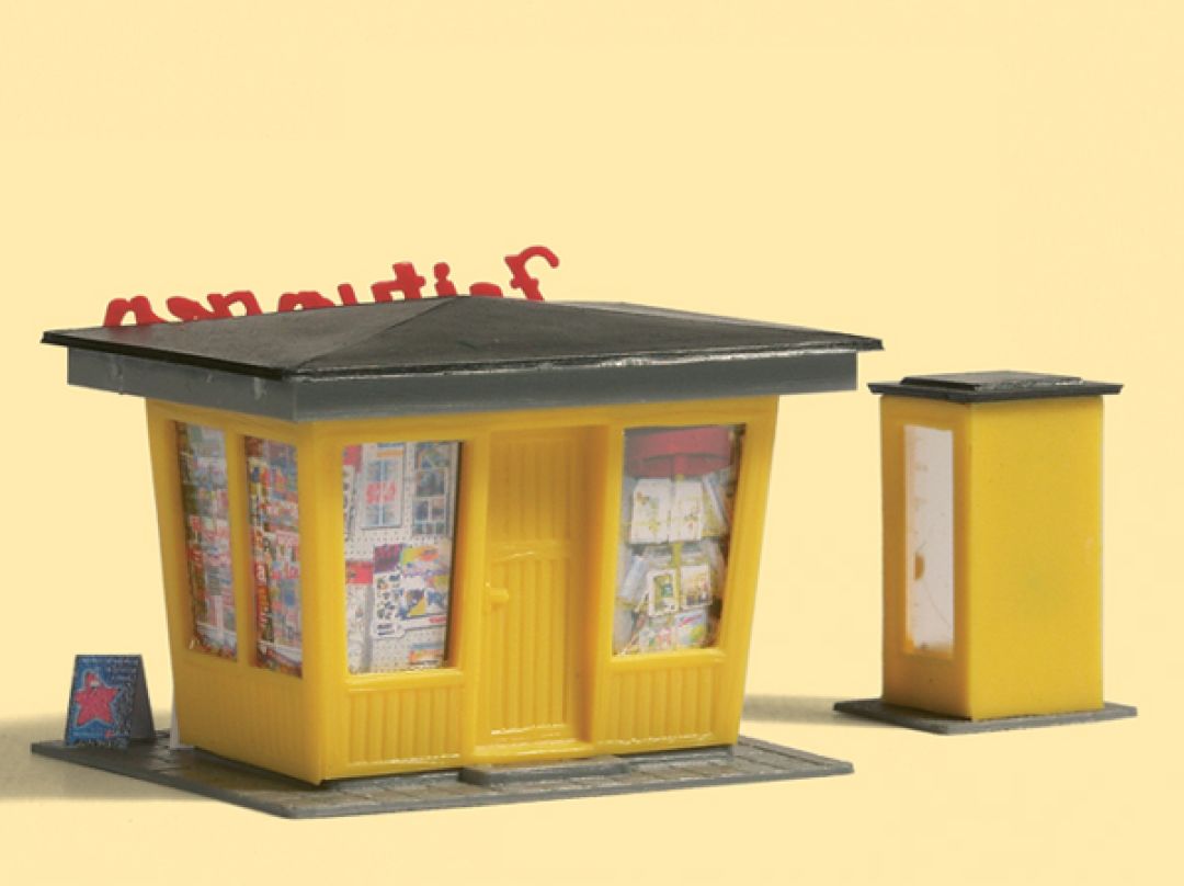 H0/TT-Zeitungskiosk mit Telefonzelle
