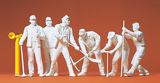 G-Gleisbauarbeiter. 6 Figuren, unbemalt