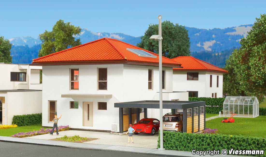 H0-Kubushaus Mia mit Carport