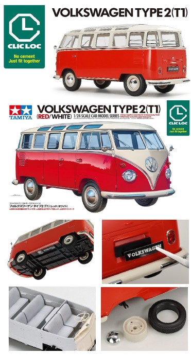 1:24 VW T1 Bus Type 2 Rot/Weiß