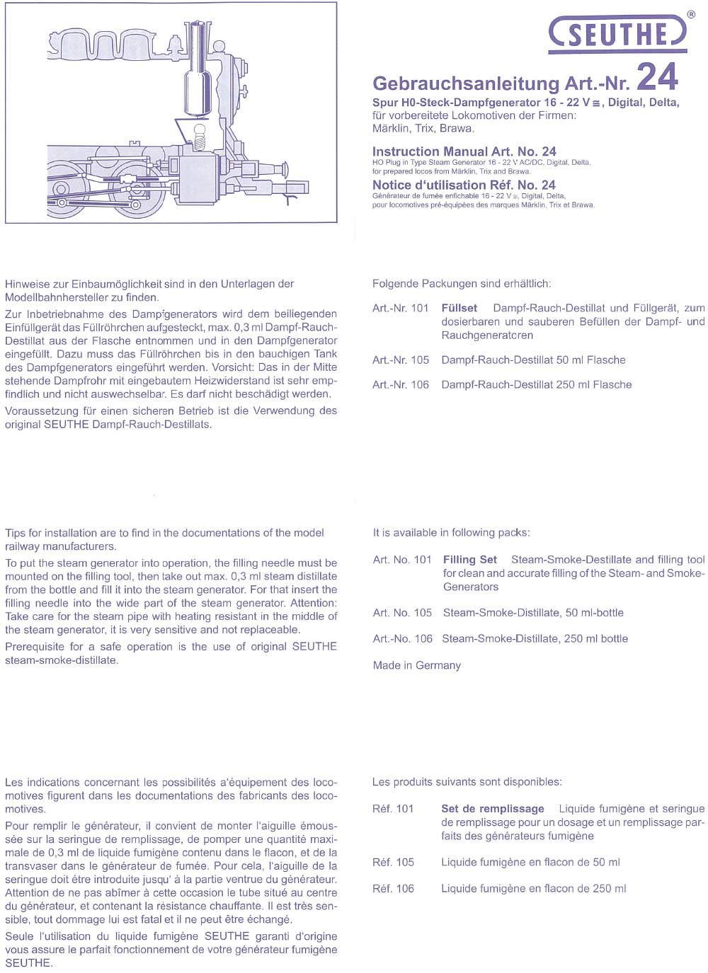 Spur H0 Steck-Dampfgenerator 16-22V = ~
