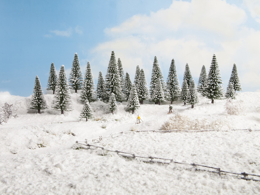 H0/TT-Schneetannen, 25 Stück, 5 - 14 cm