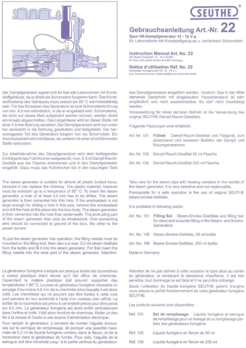 Spur H0 Dampfgenerator, 10-16V = ~
