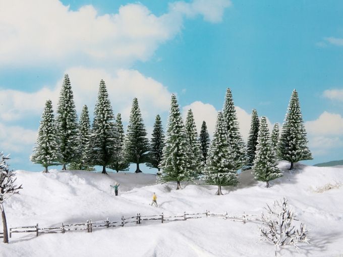 0/H0/TT-Schneetannen,6Stück,14-18cm hoch
