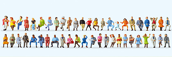 Sitzende Reisende. 48 Figuren