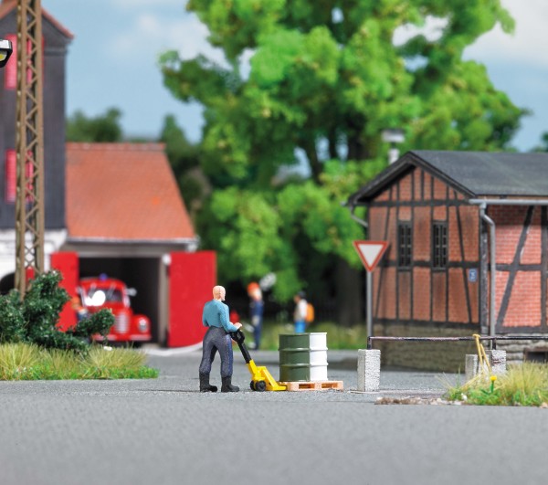 H0-A-Set: Hubwagen mit Figur und Zubehör