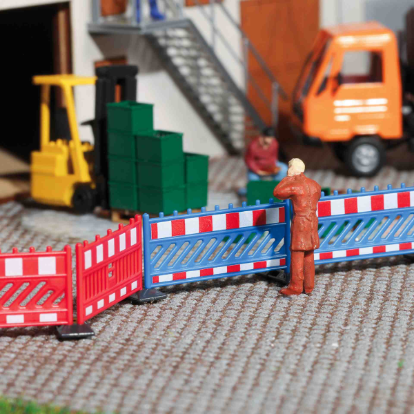 Schrankenzaun blau/rot