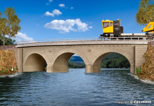H0-Steinbogenbrücke gebogen, eingleisig