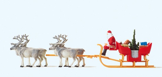 Weihnachtsschlitten m. 4 Renntieren