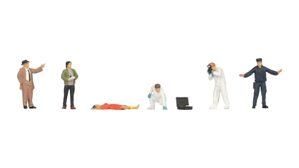 H0-Kriminalpolizei mit Leiche