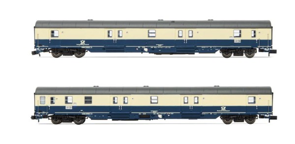DBP, 2-teiliger Postwagen-Set blau/beige