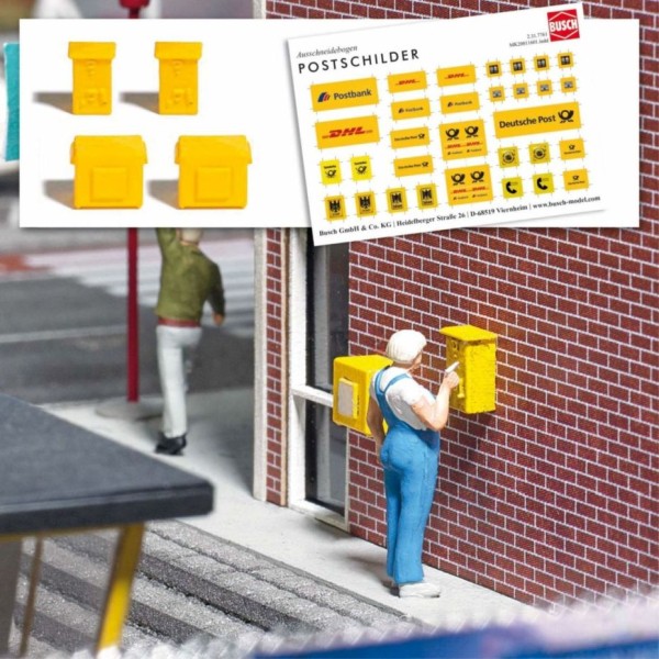 H0-Mini-Set: Briefkasten und Briefmarke