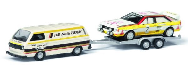 1:87-VW T3 HB Audi Team mit Trailer
