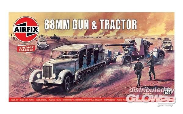 1:76-88mm Flak Gun & Tractor, Vintage