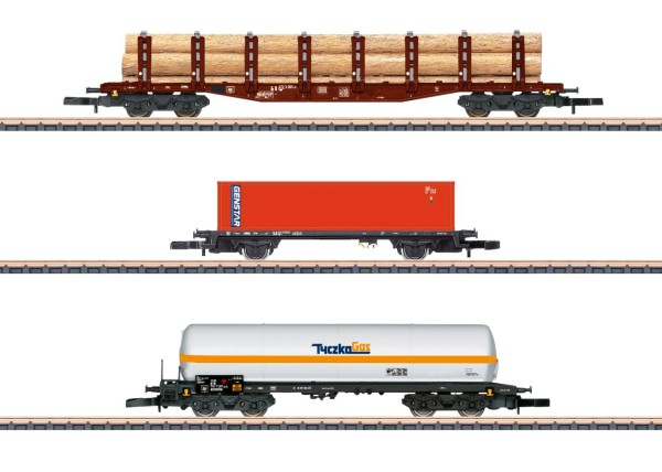 Güterwagen-Set mit Ladung DB, Ep.IV