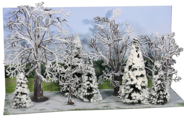 H0-Winterwald,10 Winterbäume 7 - 14 cm