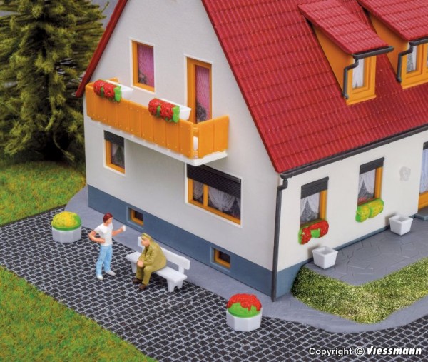 H0-DekoSet Blumenkübel/Gartenausstattung