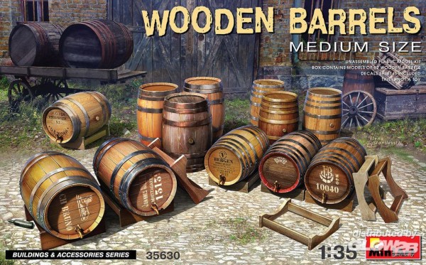 1:35-Wooden Barrels, Medium Size