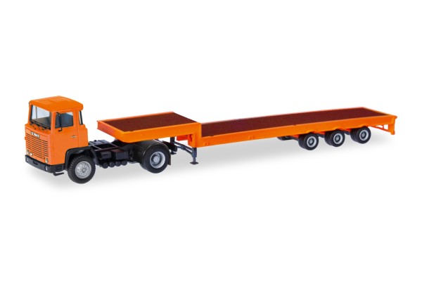 Scania 141 Tieflade-Sattelzug, orange