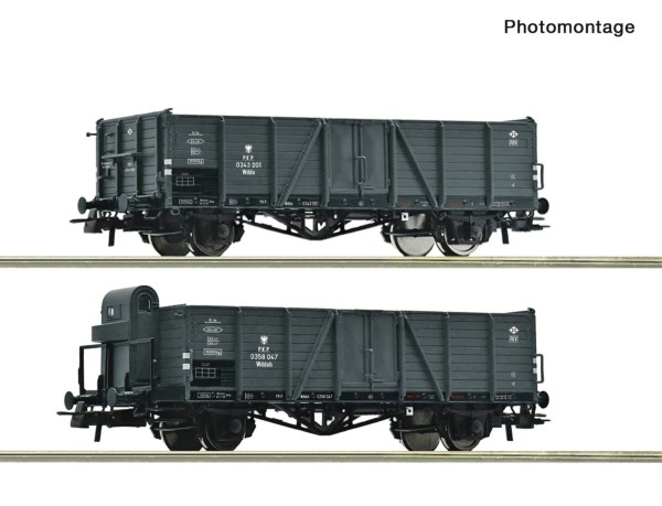 2er Set offene Güterwagen, PKP, Ep.III