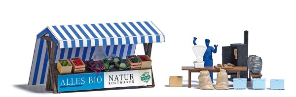 H0-Marktstände Gemüse und Fisch