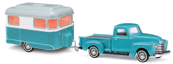 Chevy Pick-Up mit Wohnwagen, 1950