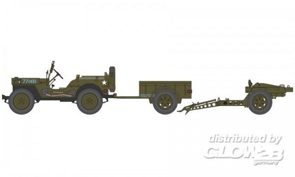 1:72-Willys Jeep, Trailer & 6PDR Gun