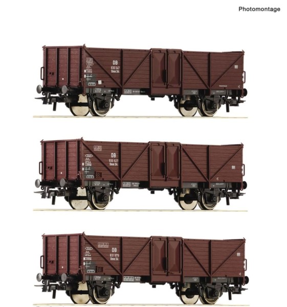 3-tlg. Set: Offene Güterwagen, DB, Ep.3