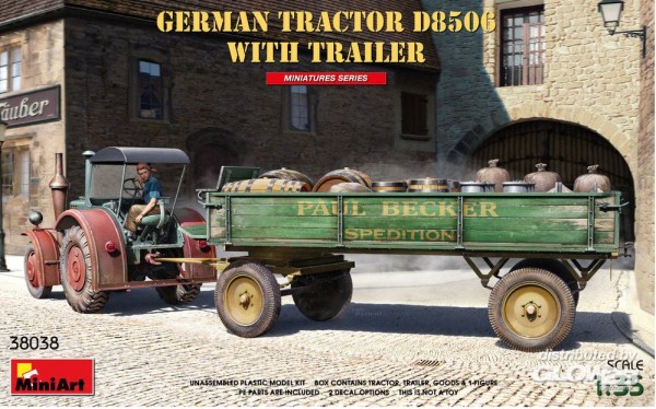 1:35-German Tractor D8506 with Trailer