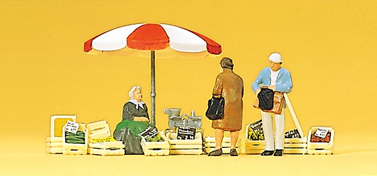 Sitzende Marktfrau. Kunde