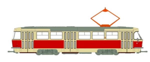 Tatra T3/T4, hellbeige/rot, 1970