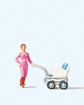 H0-Frau mit Kinderwagen